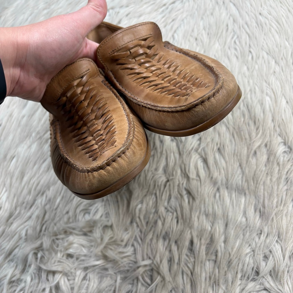 Johnston & Murphy Men's 8.5 Tan Woven Sheepskin Leather Loafers Resort Huaraches - Picture 4 of 7